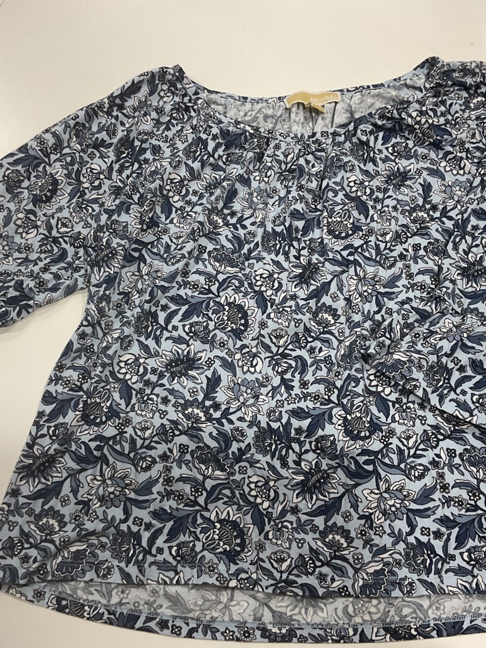 Michael Kors long sleeve blue floral cotton shirt